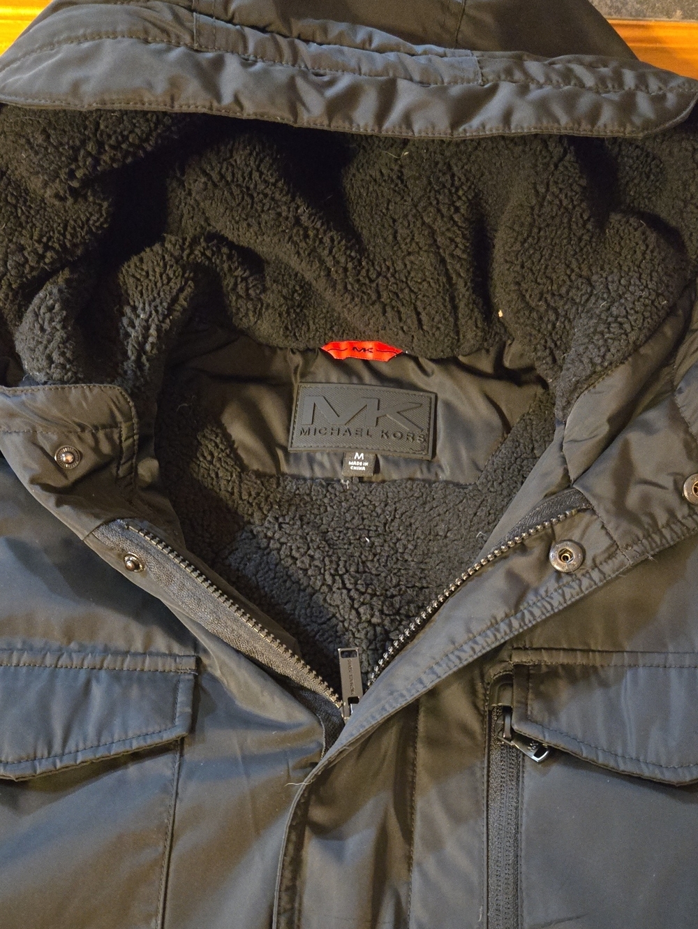 Michael Kors Men’s Black Sherpa-Lined Puffer Jacket Size M